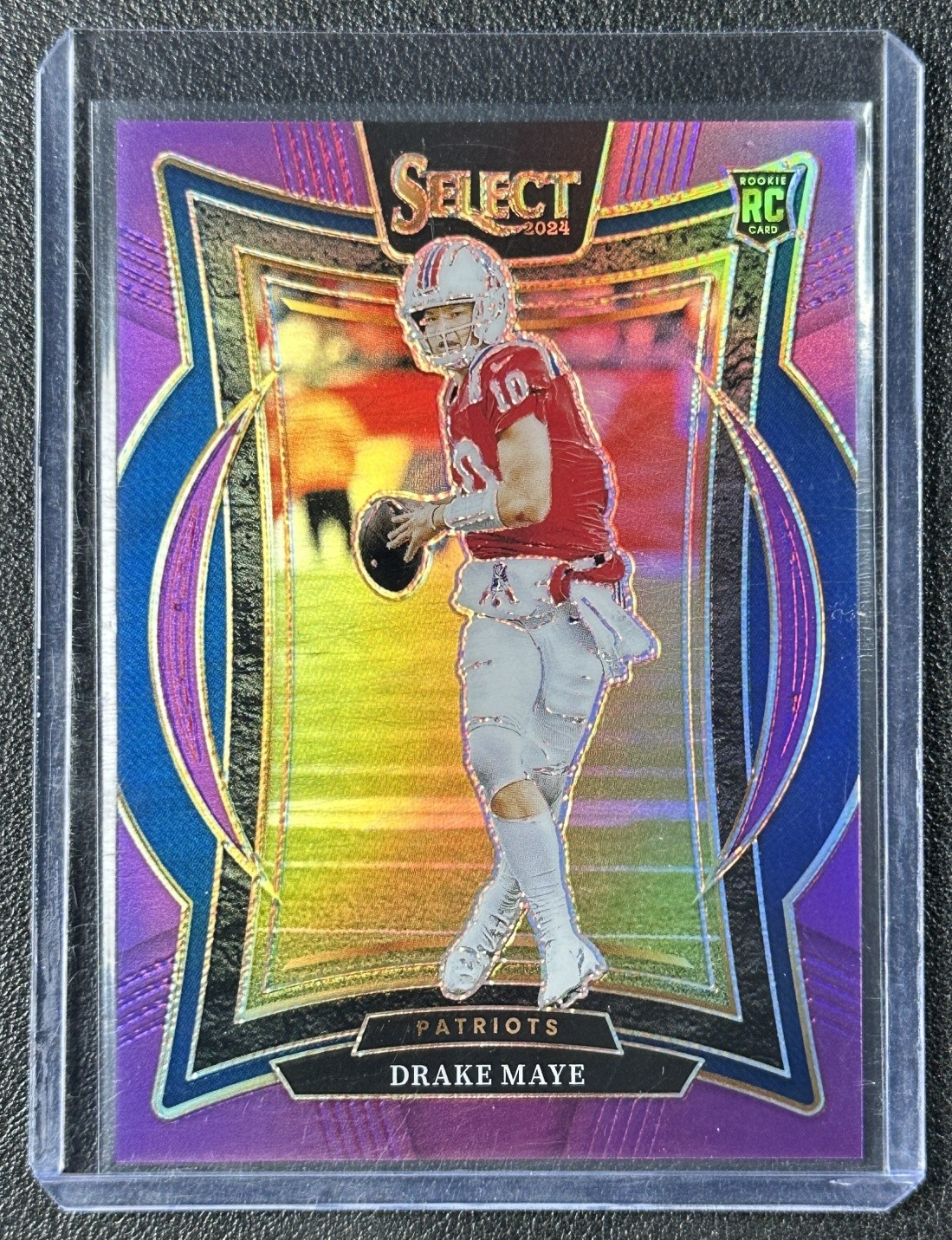 DRAKE MAYE 2024 PANINI SELECT 27 ROOKIE CONCOURSE PURPLE PRIZM RC 57/75 PATRIOTS