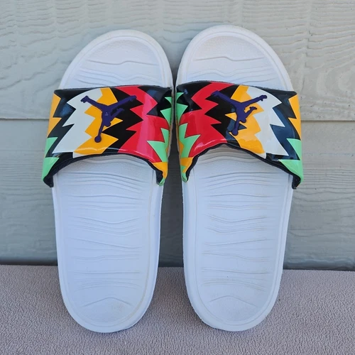 Nike Air Jordan Break Slide 4Y Fresh Prince sandalo CD5472 102 bianco multi lepre