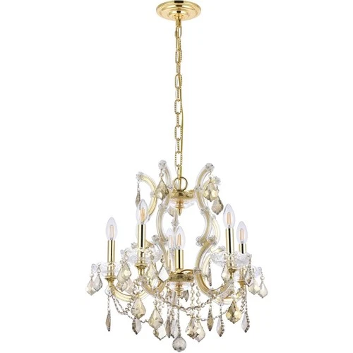 Elegant Lighting Maria Theresa 20" 6 Light Royal Crystal Chandelier - Picture 7 of 9