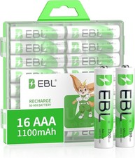 EBL AAA Batteries Rechargeable 1100mAh 1.2V 16 Pack Long Lasting NiMH