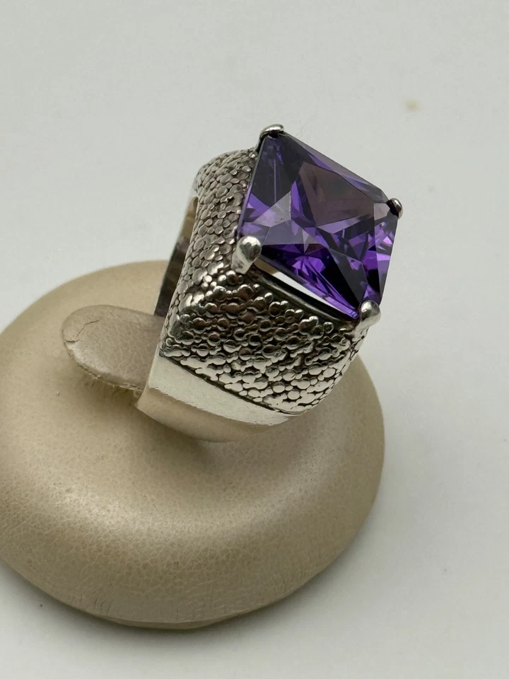 anello ring vintage silver argento 925 ametista amethyst - Immagine 2 di 4
