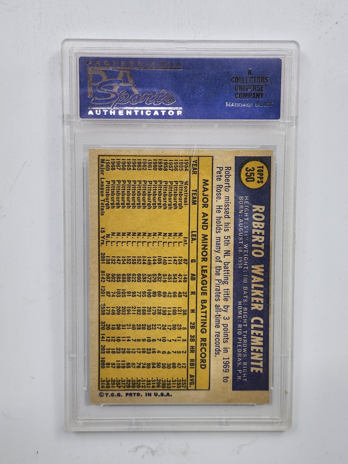 1970 Topps #350 Roberto Clemente NM PSA 7 Pirates view 4
