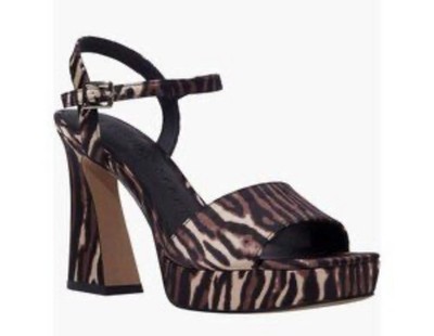 Katy Perry Square Open Sandal Shoes Womens Size 5 Animal Tiger Print Heels Katy