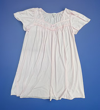 Miss Elaine Pale Pink Nightgown PLarge Embroidery Bow Flutter Sleeve Pullover
