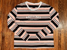 Santa Cruz Skateboarding Shirt Long Sleeve Striped Black Pink Womens Size Medium