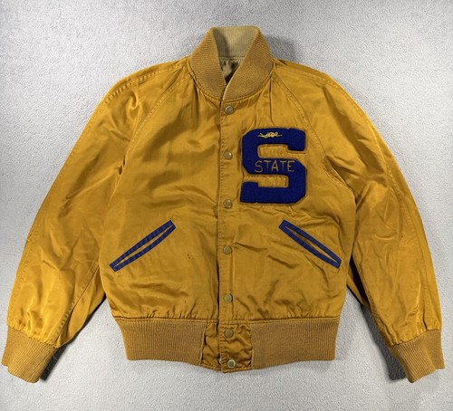 Vtg 50s BUTWIN VARSITY Gold BOMBER JACKET LETTERMEN approx Size medium