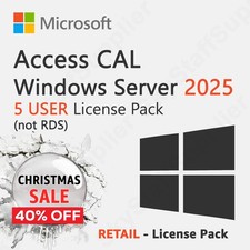 Microsoft Windows Server 2025 - 5 User Client Access Licenses CALs BRAND NEW