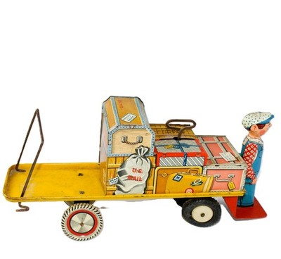1950 s Unique Art Tin Litho Wind-Up U.S. Mail Truck