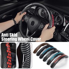 Universal Leather Car Steering Wheel Cover with Silicone Anti-Slip Grip 38cm