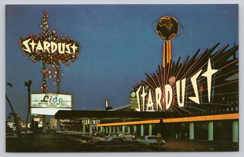 Vintage Stardust Hotel Las Vegas Neon Sign Photochrome Postcard