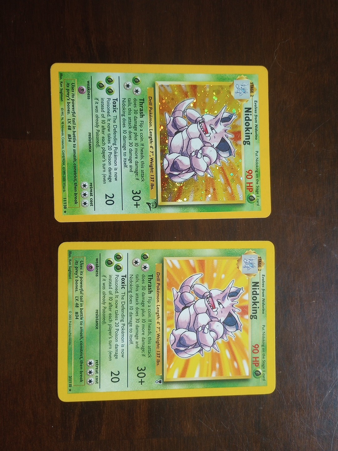 Pokemon Holo Nidoking Base Set 2 Card 11/130 and Nidoking 31/110 Non Holo