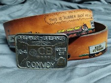 Vintage CW McCall Convoy trucker theme painted leather belt and buckle