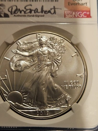 2019 Silver Eagle Signed by Don Everhart US mint lead Sculptor MS-70