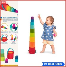 Stacking Cups Set 10 Piece Nesting Toy Toddler Bath Beach Sand Play Hand-Eye