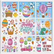 139 PCS Easter Window Clings Spring Window Clings for Glass 8 Sheets