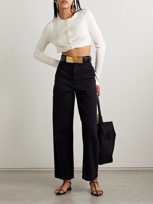 KHAITE Medium Axel Belt in Black Leather / Gold Size 80 | eBay display picture 1