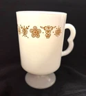 Pyrex/Corelle Butterfly Gold Pedestal Coffee Mug 4.5” Milk Glass VINTAGE