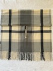 J. Crew Scarf Shawl Wrap With Fringe Accents And Arm Slots. Cream, Gray, Black — photo 3