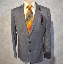 J Ferrar Men's NEW Blue Stripe Size 42 Slim Fit Blazer Sport Coat Jacket NWT