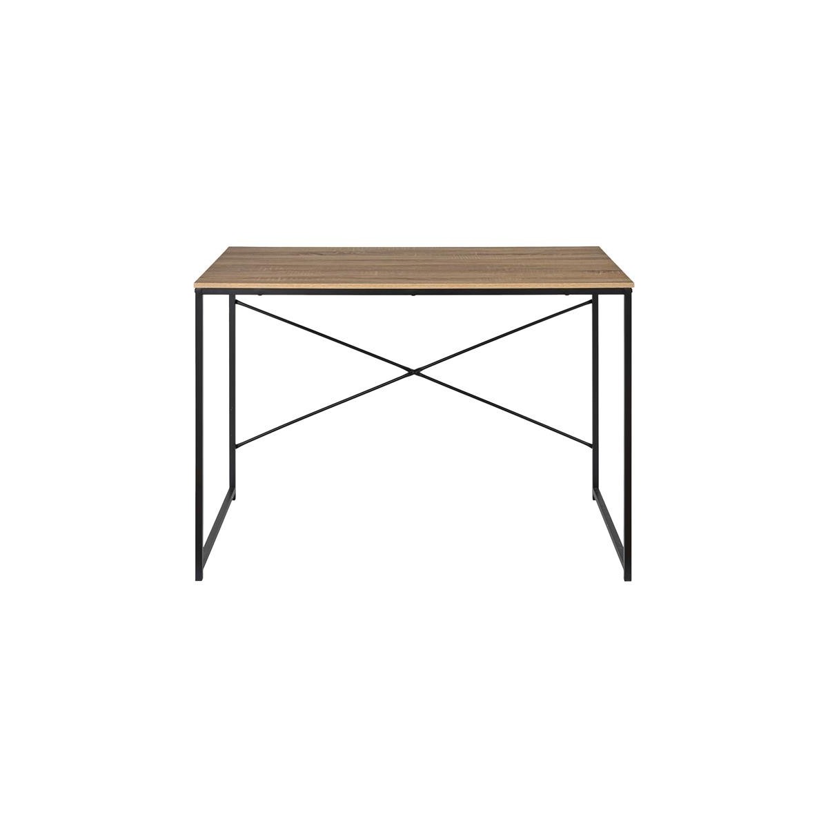 Bureau en bois marron et metal noir Loka 110cm aux finitions soignees