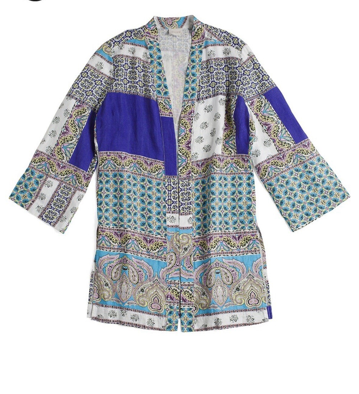 Chicos Patchwork Linen Duster Jacket SZ 3 (XL)  3… - image 1