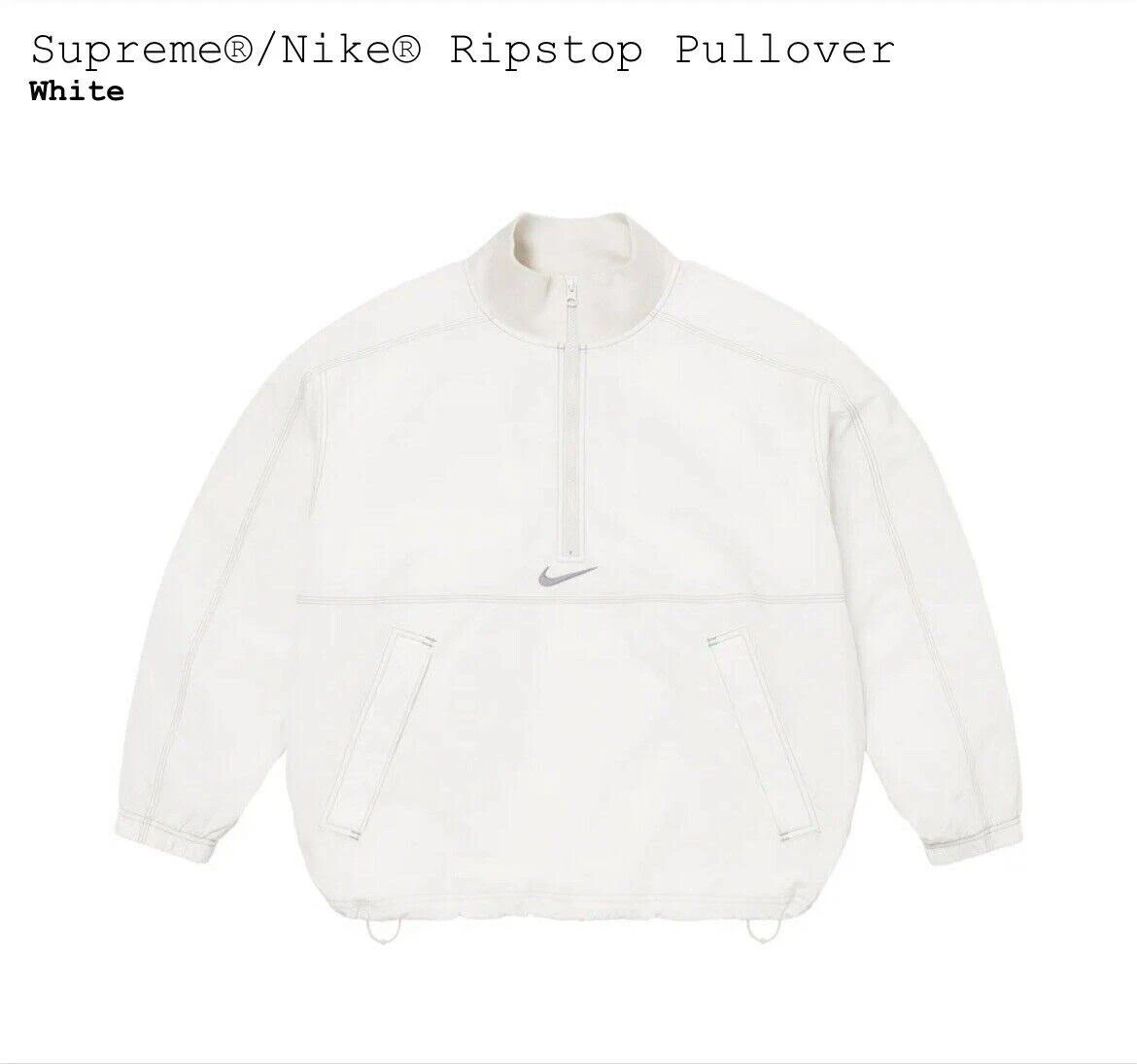 Veste Nike Supreme Ripstop blanche rouge   Manteau coupe vent XL   Neuf !