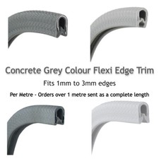 Concrete Colour Grey PVC Rubber Flexi Edge Finisher Trim Strip Fits 1-3mm METRE