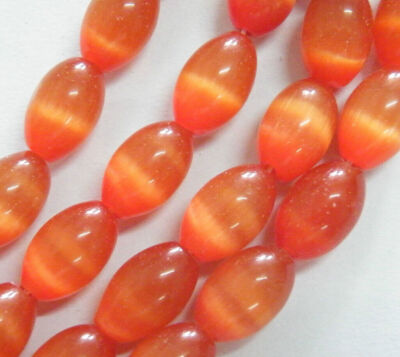 Multicolor 8x12mm Opal Cat's Eye Gemstone Rice-shaped Oval Loose Beads 15''