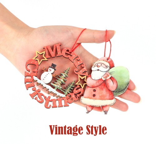 12 x Holz Weihnachtsbaumschmuck Baumschmuck Bunt Christbaumanhänger Weihnachten - Bild 3 von 8