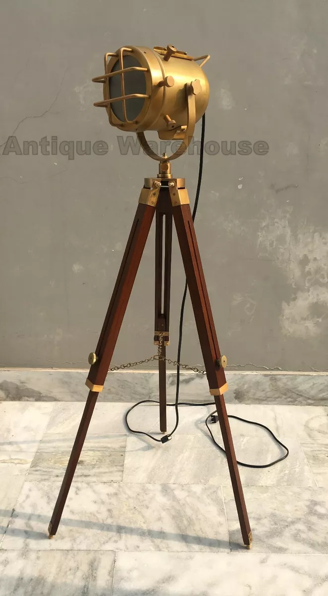 Modern Brass Antique Spot Light Nautical Floor Lamp With Tripod