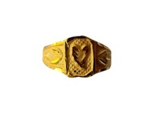 Certified Solid 22K/18K Yellow Fine Gold Carved Design Kids Ring Size-1