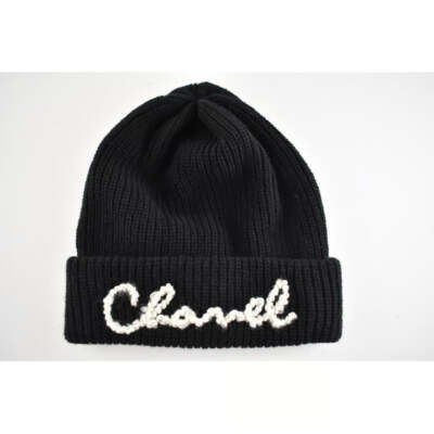 Chanel REV Black Cashmere White Ivory Pearl CC Script Logo  display picture 1