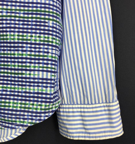 Men's Desigual Shirt White Blue Striped Long Sleeve Shirt Size L - Picture 11 of 20