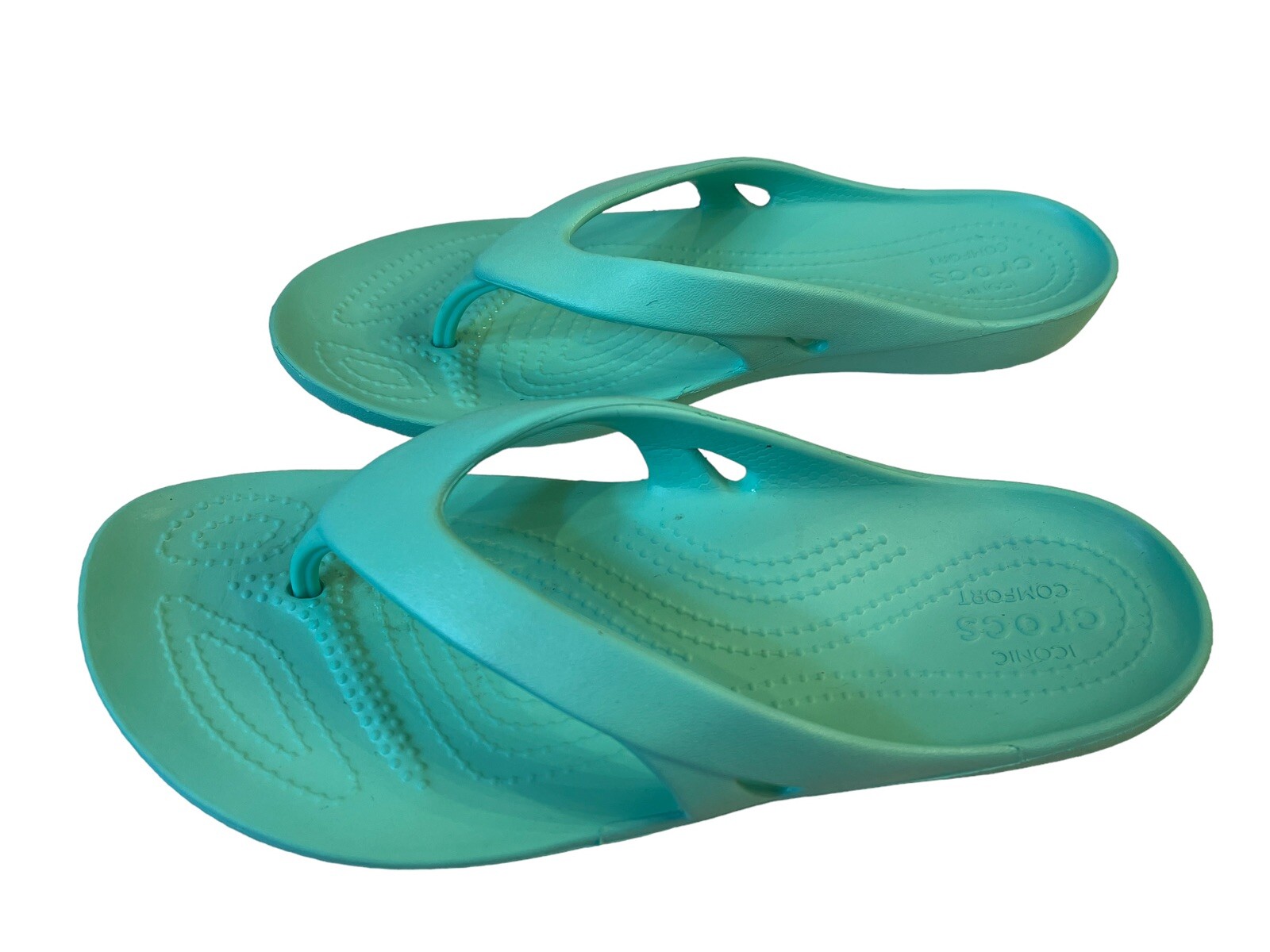 CROCS ICONIC MINT GREEN FLIP FLOP SANDALS, WOMENS SIZ… Gem