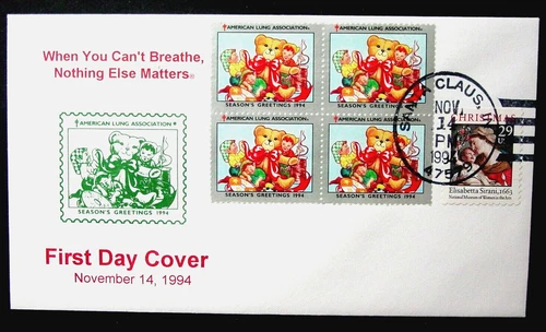 US, 1994 Santa Claus Indiana FDC & Tied On,  Scott 2872, Cachet & ALA Seals