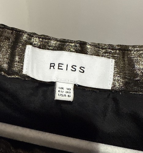 ✨ ✨Reiss Gold Gemma Metallic Pleated Midi Skirt Size UK 10 - Picture 3 of 3