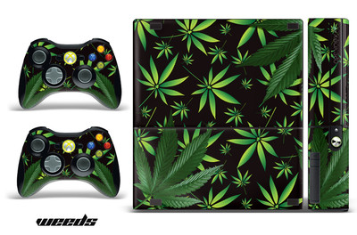 Skin Decal Wrap for Xbox 360 E Gaming Console & Controller Sticker Design WEED K