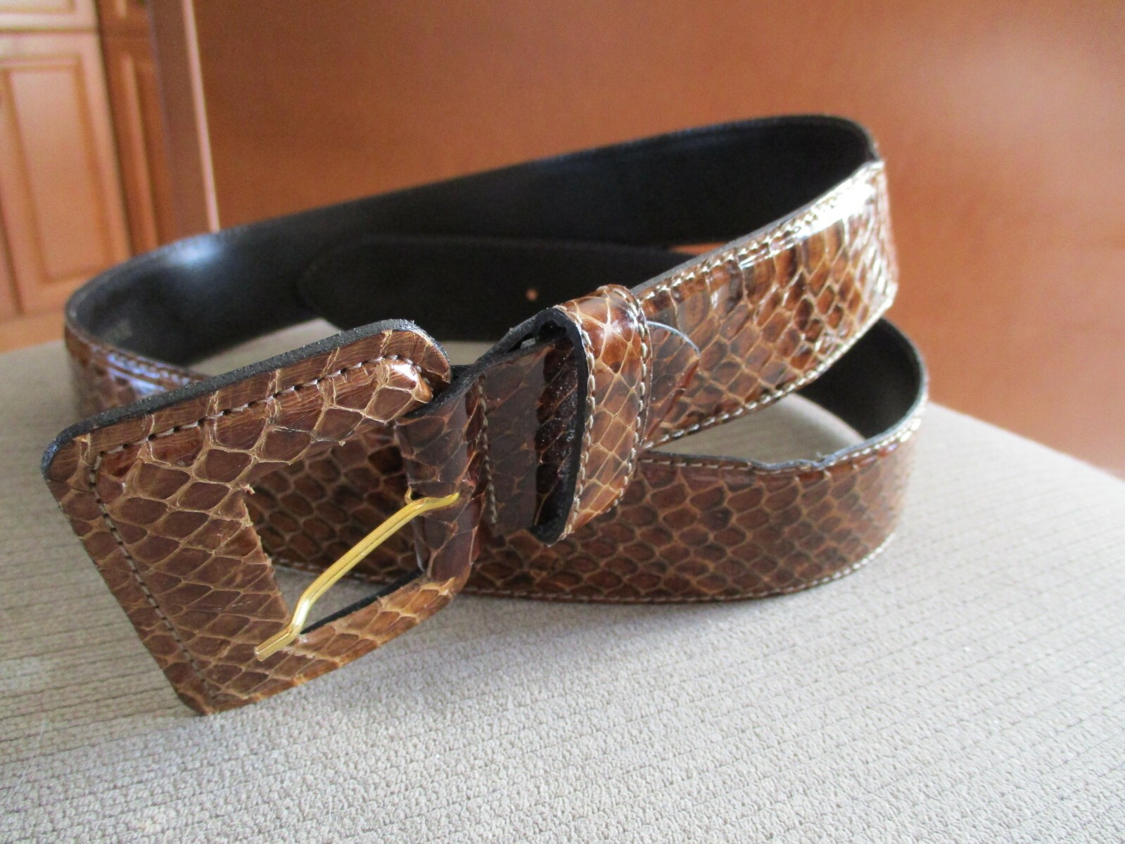VERO SERPENTE PYTHON SNAKESKIN LADIES LEATHER BEL… - image 1