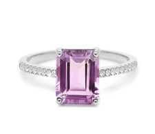 925 Sterling Silver Ring Emerald Cut Amethyst Ring Anniversary Ring Gift For Her