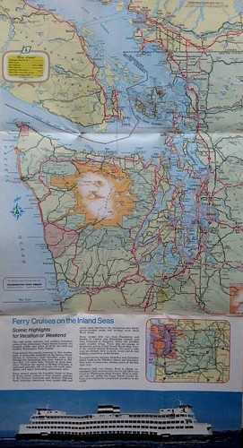1971 Washington State Ferries PUGET SOUND Ferry Map Guide Seattle Hyak ...