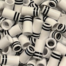 12 Premium Quality Iron Ferrules White w/ Double Black Rings 1