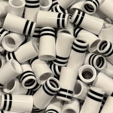 (12) Premium Quality Iron Ferrules White w/ Double Black Rings 1”