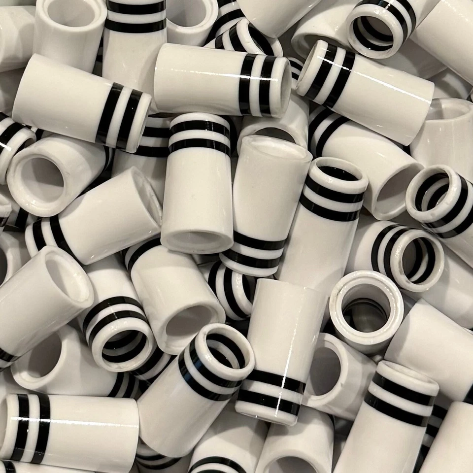 THE GOLF CLUB TRADER (12) Premium Quality Iron Ferrules White w/ Double Black Rings 1”
