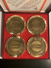 Evans Pipeline Equipment Co Gold Metal Diamond Cut Coasters The Hit Line 1968