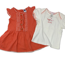 Janie and Jack Baby Girls 3-6 Months Coral Sweater Dress and Valentine Shirt Lot