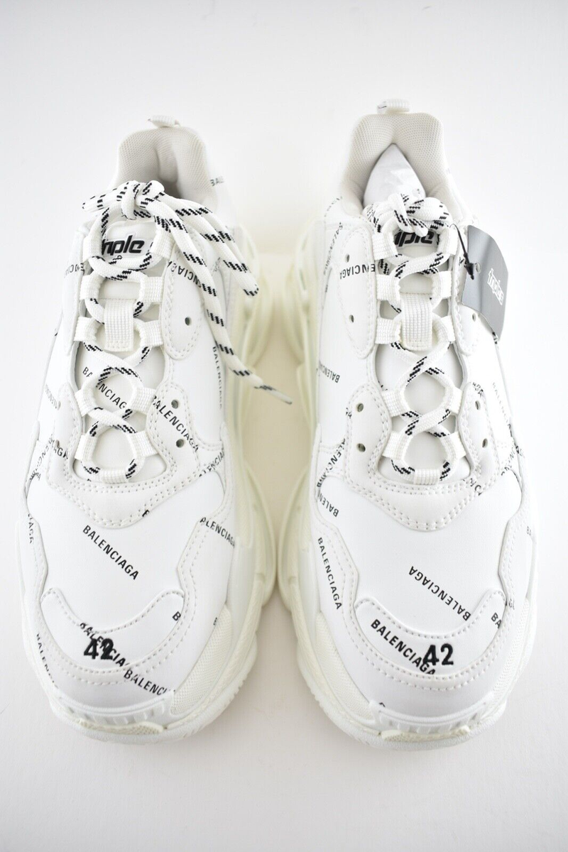 Balenciaga Triple S Sneaker Black White All Over Logo Platform