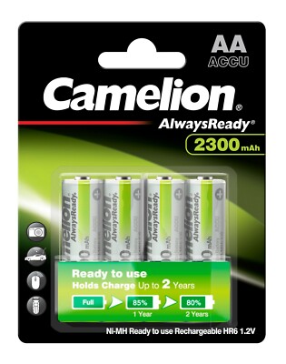 4 x Camelion Always Ready Akku AA Mignon HR6 1,2V NiMH 2300mAh .- 1 x 4er 
