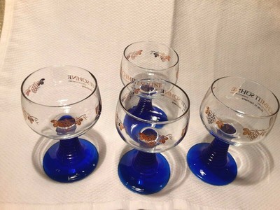 France Luminarc 4 Cobalt Blue Ribbed Stem Wine Glasses From German Wine Company Ebay ebay