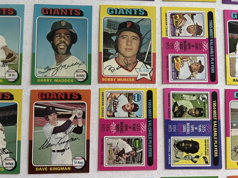 1975 Topps Gigantes de San Francisco Juego Completo Equipo Murcer Speier Kingman Mays Jugador Más Valioso Foto 2 de 2