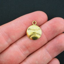 10 Baseball Charms Antique Gold Tone - GC280